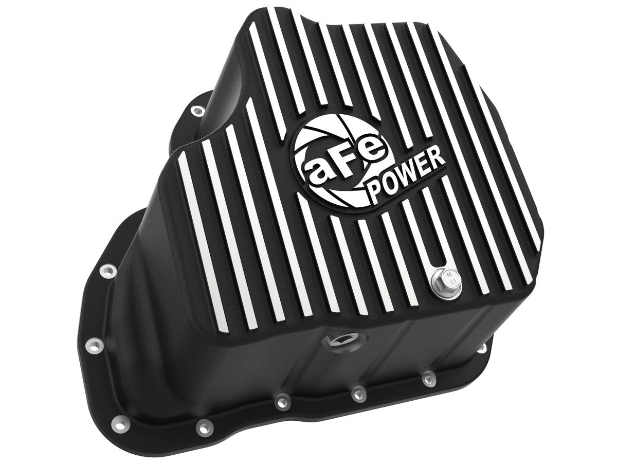 aFe POWER GM Diesel Trucks 01-10 V8-6.6L (td) Pro Series Engine Oil Pan Black w/ Machined Fins