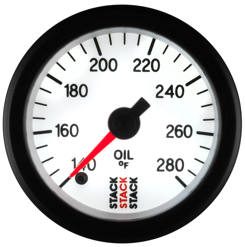 Autometer Stack 52mm 140-280 Deg F 1/8in NPTF Male Pro Stepper Motor Oil Temp Gauge - White