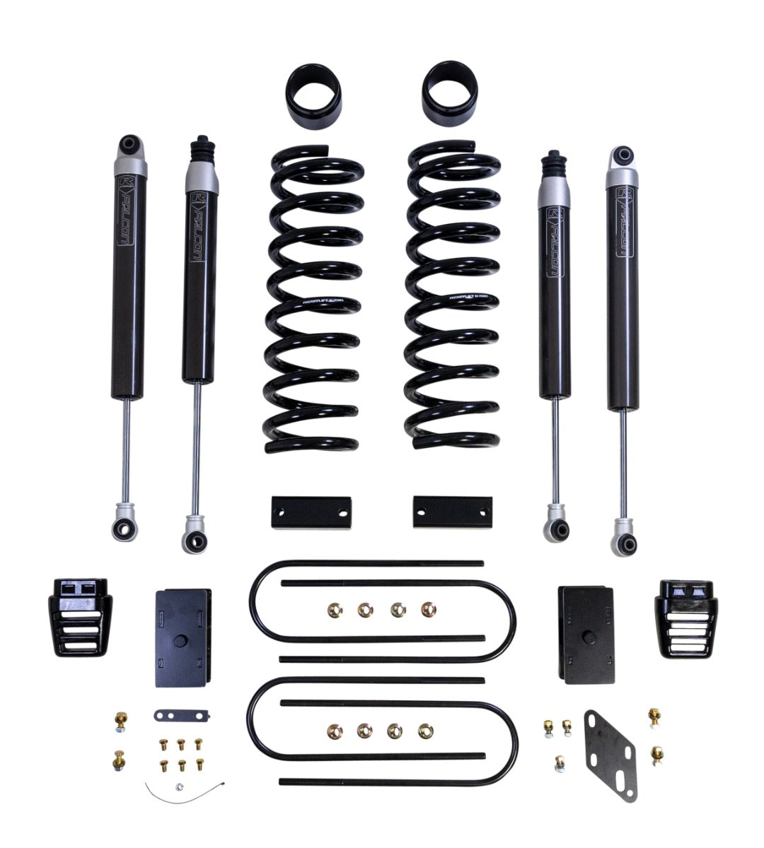ReadyLIFT 49-19332 - 2019-2024 Dodge/Ram 3500 Dually 3'' coil lift kit - front coils and rear blocks, radius arm drop brackets, Falcon shocks