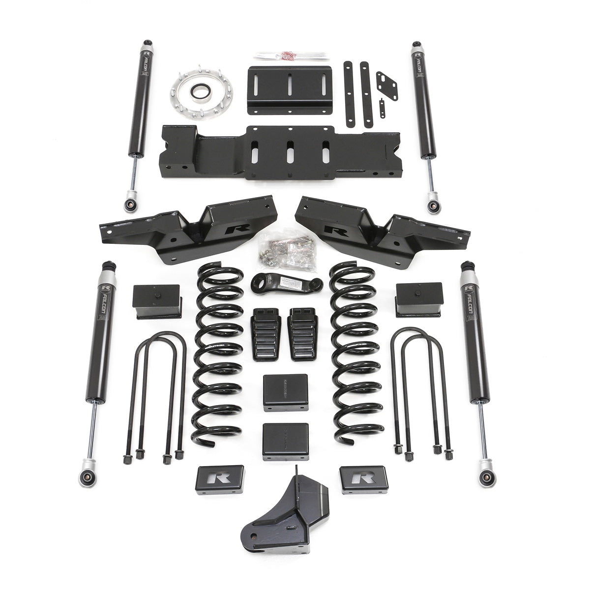 ReadyLIFT 49-19430 - 2019-2024 Dodge/Ram 3500 4.5'' coil lift kit - front and rear track bar brackets, front coils and rear blocks, drop brackets w/ Falcon shocks