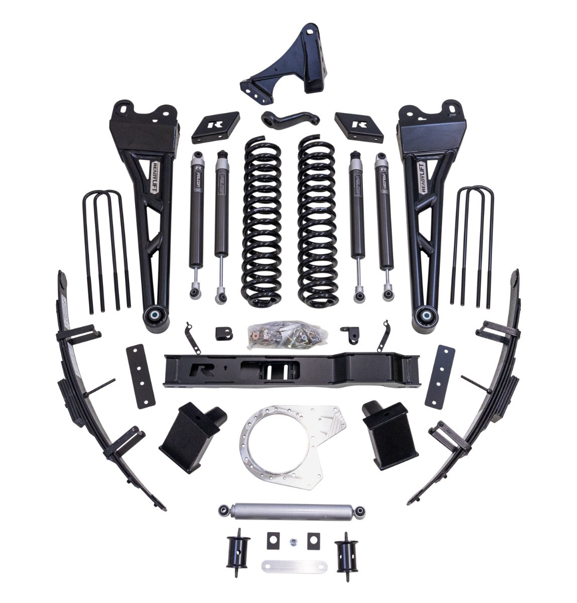 ReadyLIFT 49-27851 - 2017-2022 Ford F250/F350 Diesel  8.5'' Lift Kit with Falcon Shocks, Dual Steering Stabilizer, and Tubular Radius Arms