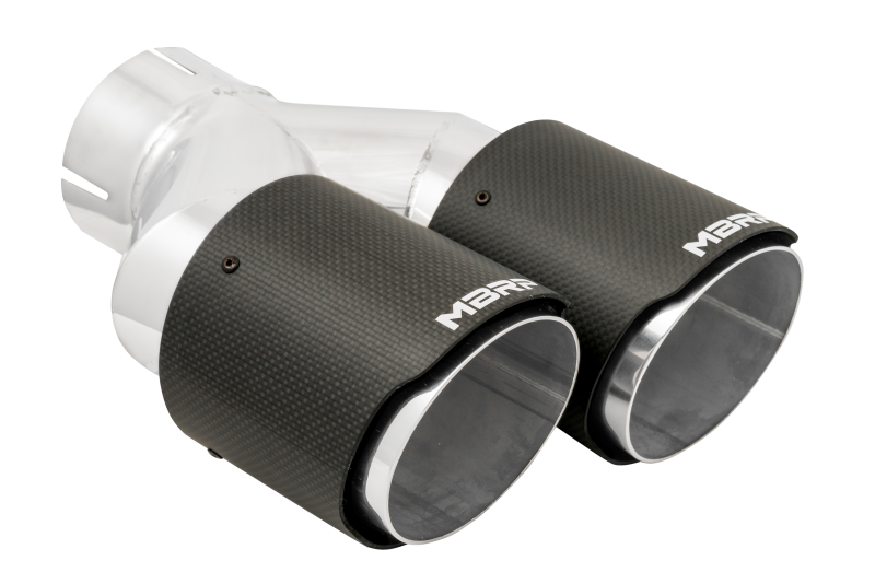 MBRP 3in ID / Dual 4in OD Out Staggered L 9.37in / R 9.87in Dual Wall Carbon Fiber Univ Exhaust Tip