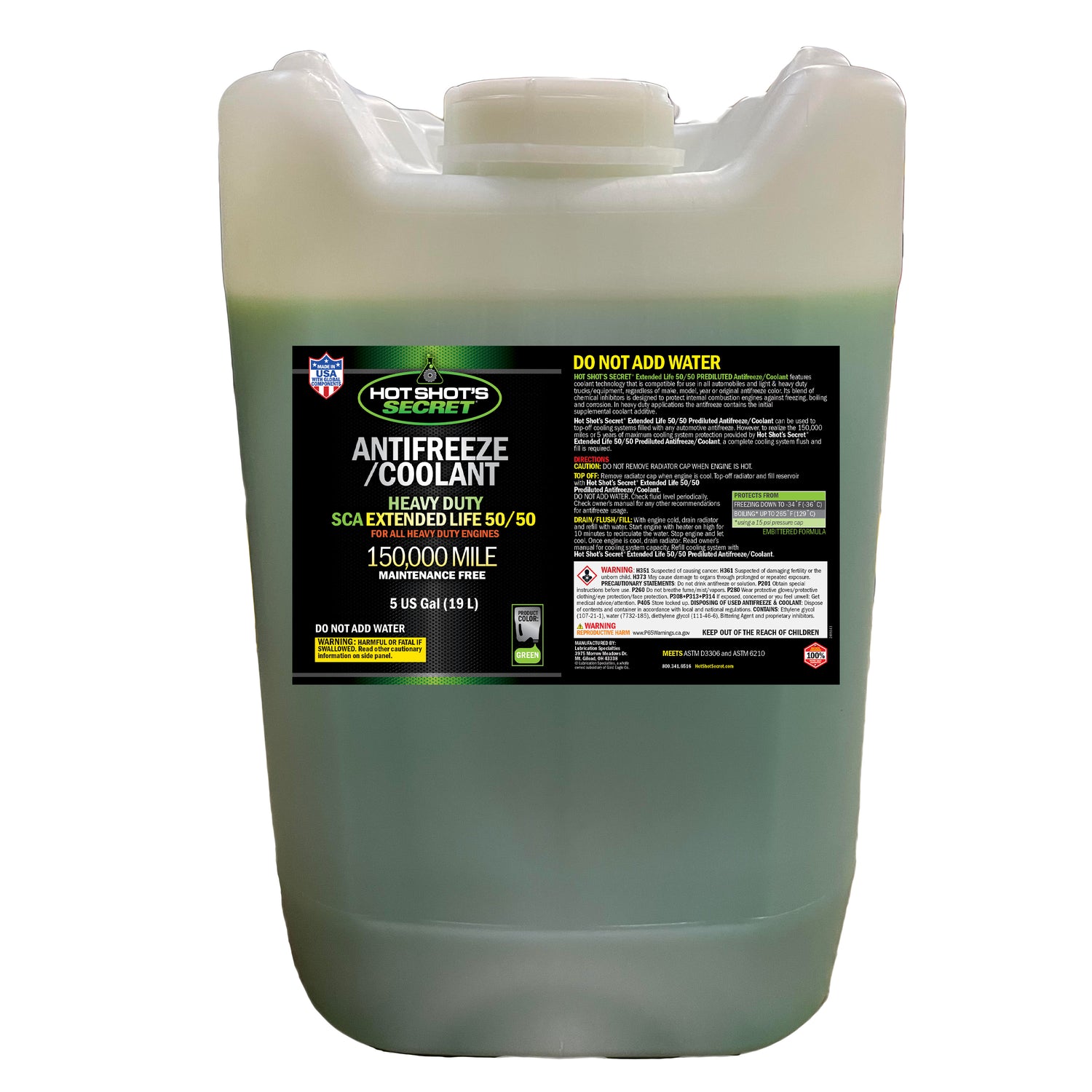 Hot Shot's Secret 150K 50/50 GREEN ANTIFREEZE - 5 GALLON