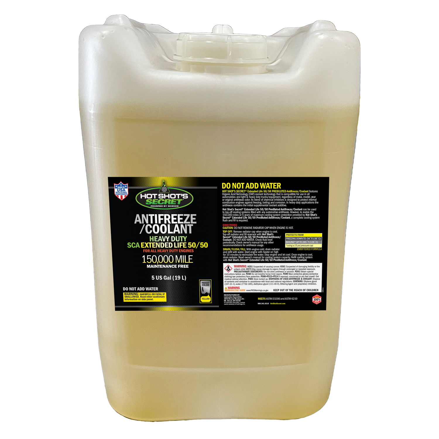 Hot Shot's Secret 150K 50/50 YELLOW ANTIFREEZE - 5 GALLON