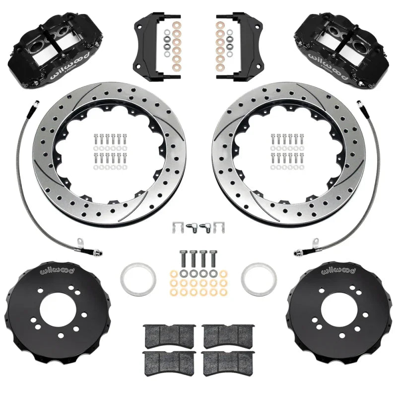 Wilwood 99-02 Nissan Skyline Superlite 6R Front BBK w/ 12.88in D/S Rotors & Flexlines - Black