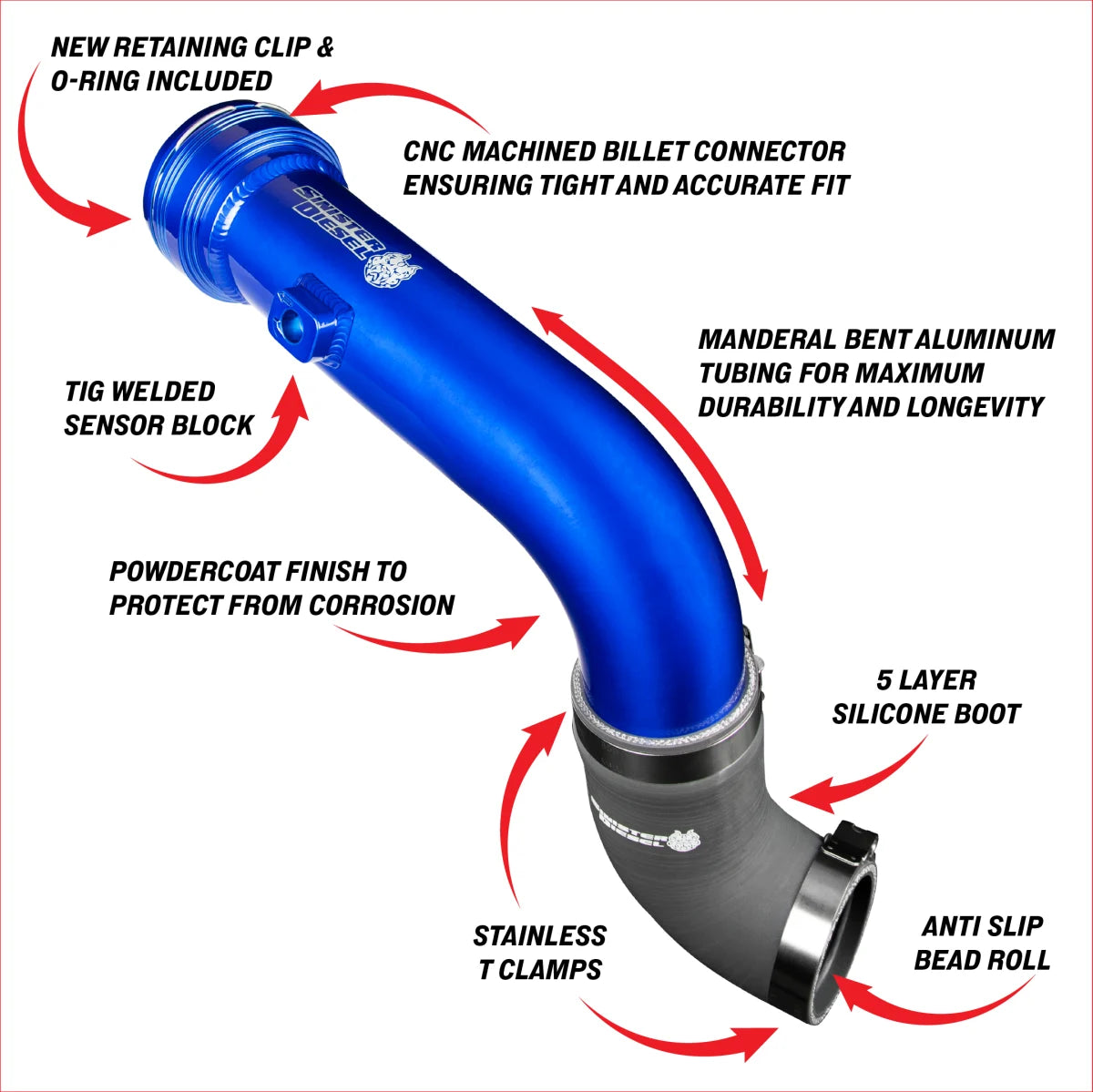 Sinister Diesel 23-24 Ford F-250/F-350 Powerstroke 6.7L Charge Pipe Kit