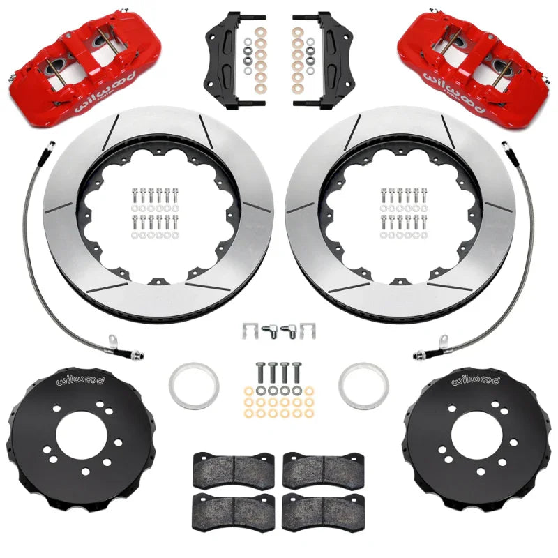 Wilwood 99-02 Nissan Skyline Aerolite 6R Front BBK w/ 14.00in Slotted Rotors & Flexlines - Red