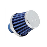 K&N 3/8in-1/2inid Flg X 2in od B X 1-3/4in h X 1.5in Tp Cr Multi Lingual Blue