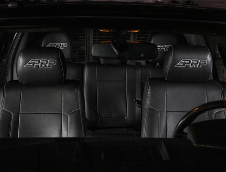 PRP 12-14 Ford Raptor Front Seat Covers (Pair) - Black w Silver Stitch