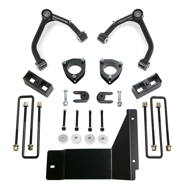ReadyLIFT 69-3485 - 2007-2013 Chevrolet/GMC 1500 4'' SST Lift Kit Front with 3'' Rear Blocks with Upper Control Arms for Cast Steel OE Upper Control Arms without Shocks