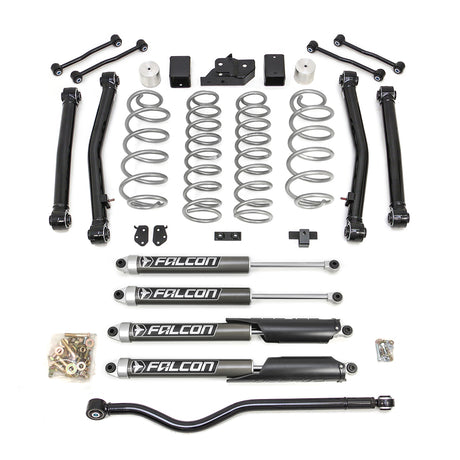 ReadyLIFT 69-6837 - 2018-2025 Jeep JL Wrangler Terrain Flex 4-Arm Kit with Falcon 2.1 Shocks. 3.5'' (silver spring plus front track bar)