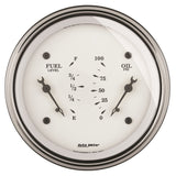 AutoMeter Gauge Dual Fuel & Oilp 3-3/8in. 240 Ohm(e) to 33 Ohm(f) & 100PSI Elec Old Tyme Wht