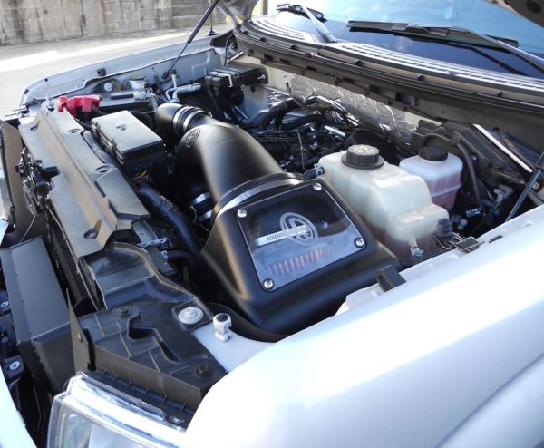 Cold Air Intake For 11-14 Ford F150 V6-3.5L Ecoboost Oiled Cotton Cleanable Red S&B