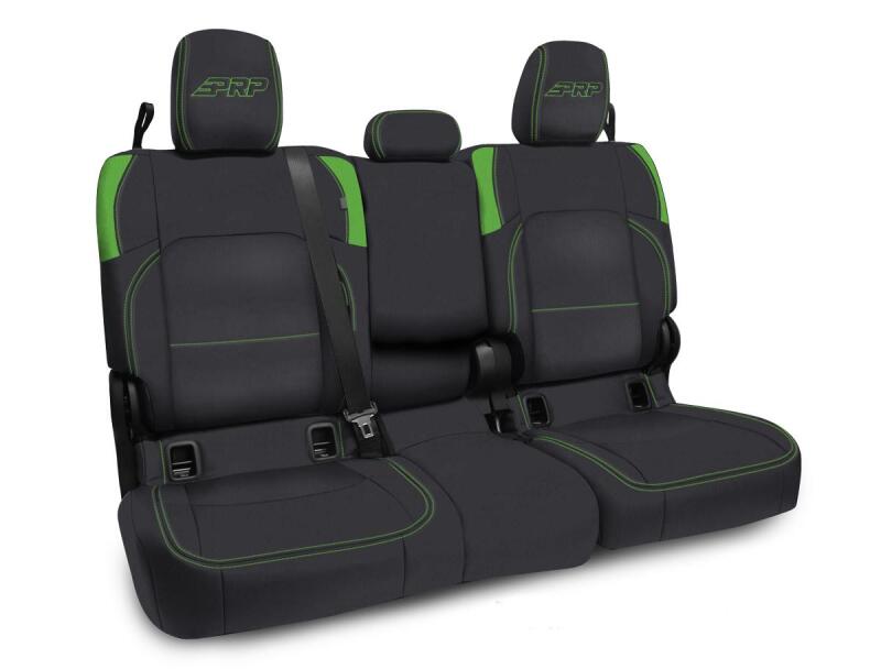 PRP Jeep Wrangler JT Rear Bench Covers - with Armrest - Black/Green