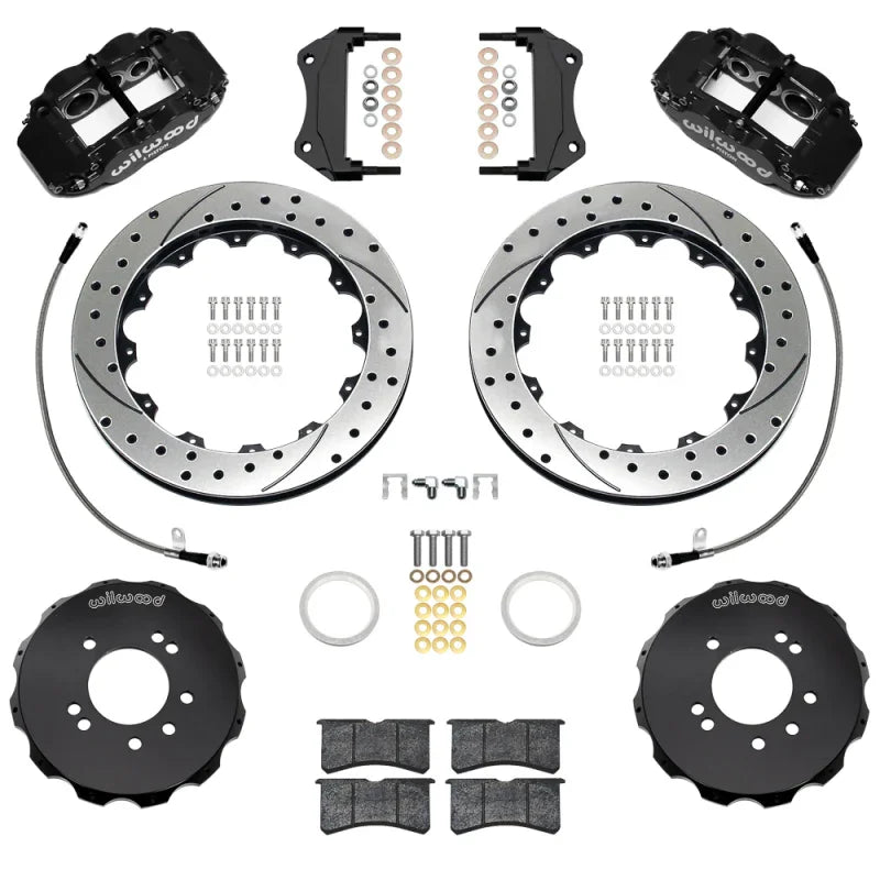 Wilwood 95-98 Nissan Skyline Superlite 6R Front BBK w/ 12.88in D/S Rotors & Flexlines - Black