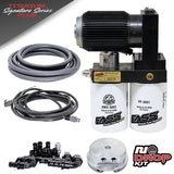 FASS No-Drop Series Plus diesel fuel system kit with motor heat sink, fuel sump bowl, black hose, wiring harness and ORB fittings