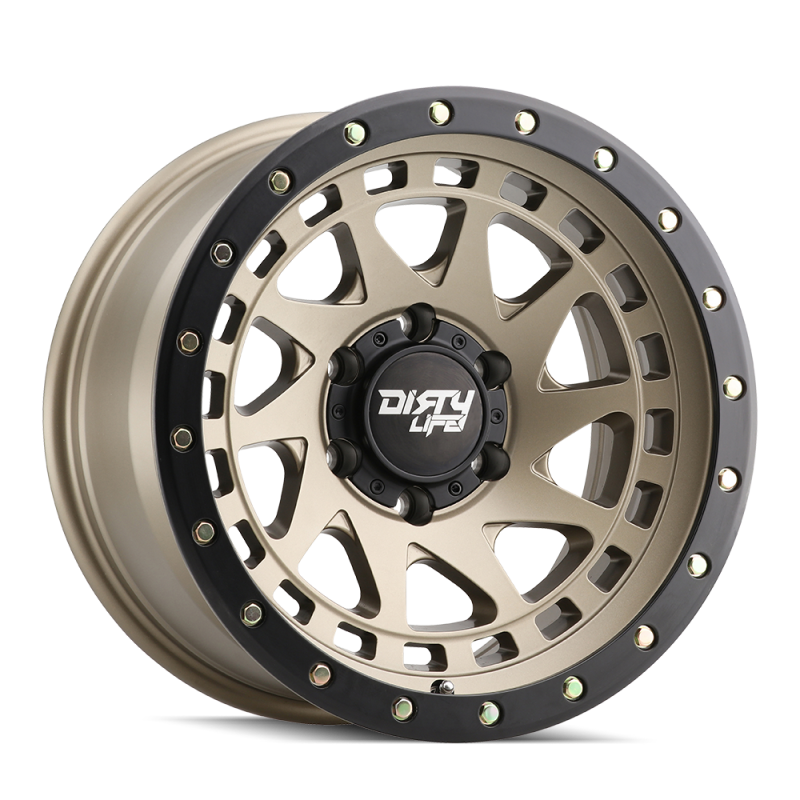 Dirty Life 9311 Enigma Pro 17x9/8x170 BP/-12mm Offset/130.8mm Hub Satin Gold Wheel - Beadlock