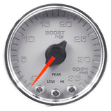 Autometer Spek-Pro Gauge Boost 2 1/16in 35psi Stepper Motor W/Peak & Warn Silver/Chrome