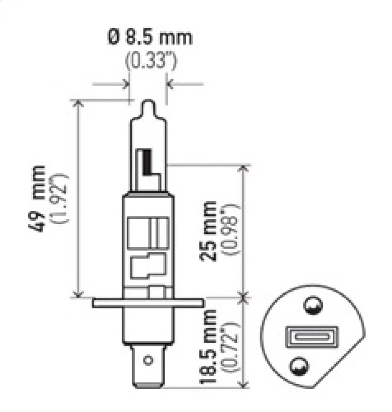 Hella Bulb H1 12V 55W P145S T25 +50