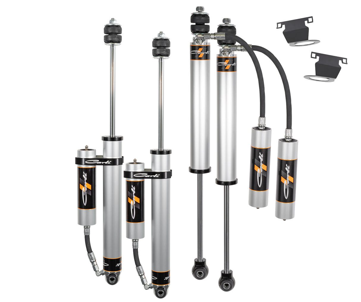 Carli 14-24 Ram 2500 4X4 Hemi Spec 2.0" RR Front & Rear Shock Pkg 3" Lift Res Mounts & Brake Line Tabs