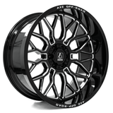 Axe Off-Road Titan wheel, gloss black milled, angle view