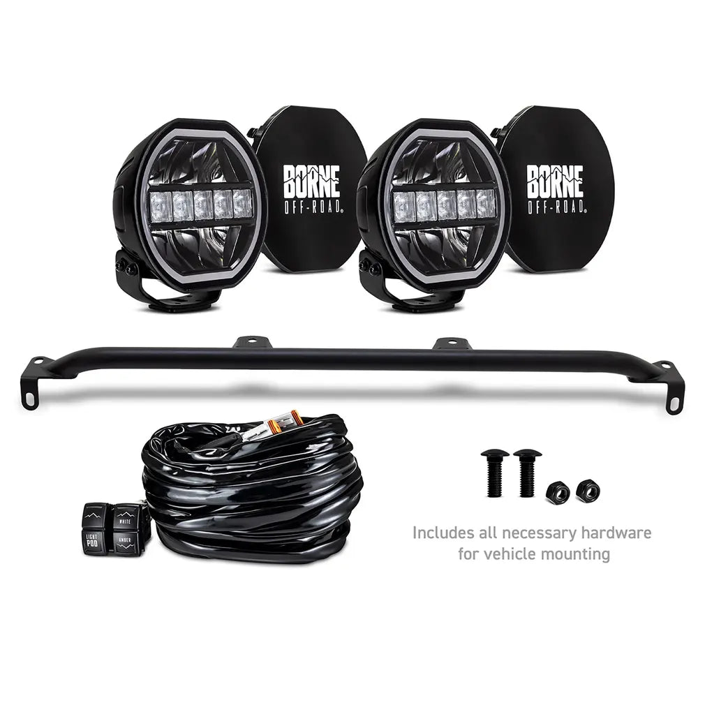 Borne Off-Road 2021+ Ford Bronco Direct Fit Lights - Mod Bumper - 2in x 7in Round - Bumper