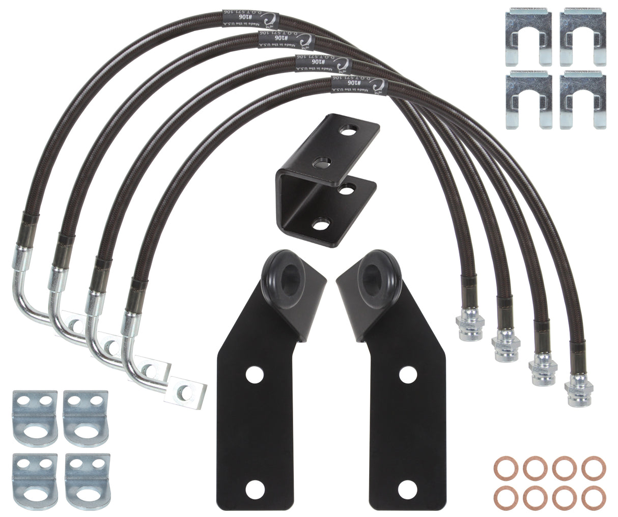 Carli - 11-17 JEEP JKU 4X4 EXTENDED BRAKE LINES, GUIDES AND E-BRAKE DROP - 3.0" LIFT