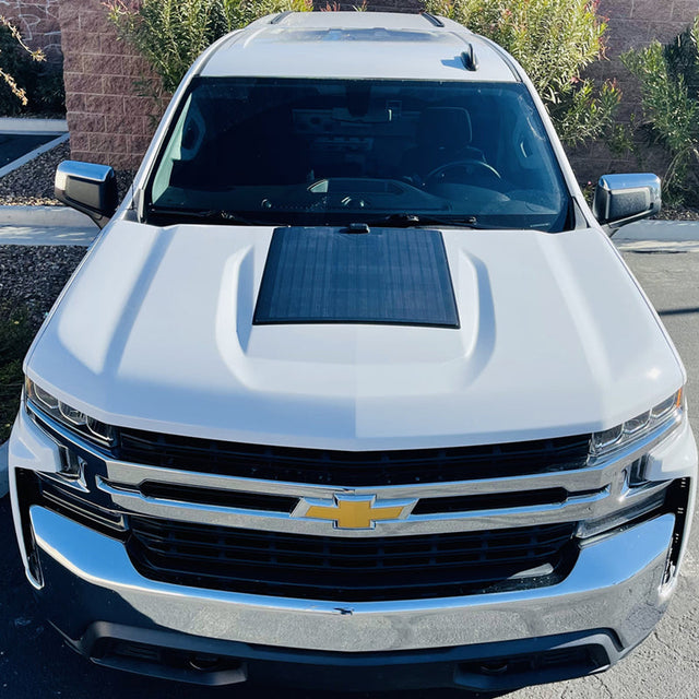 Chevrolet Silverado 1500 Z71 Trail Boss (2019-2022) Lensun 60W Hood Flexible Solar Panel