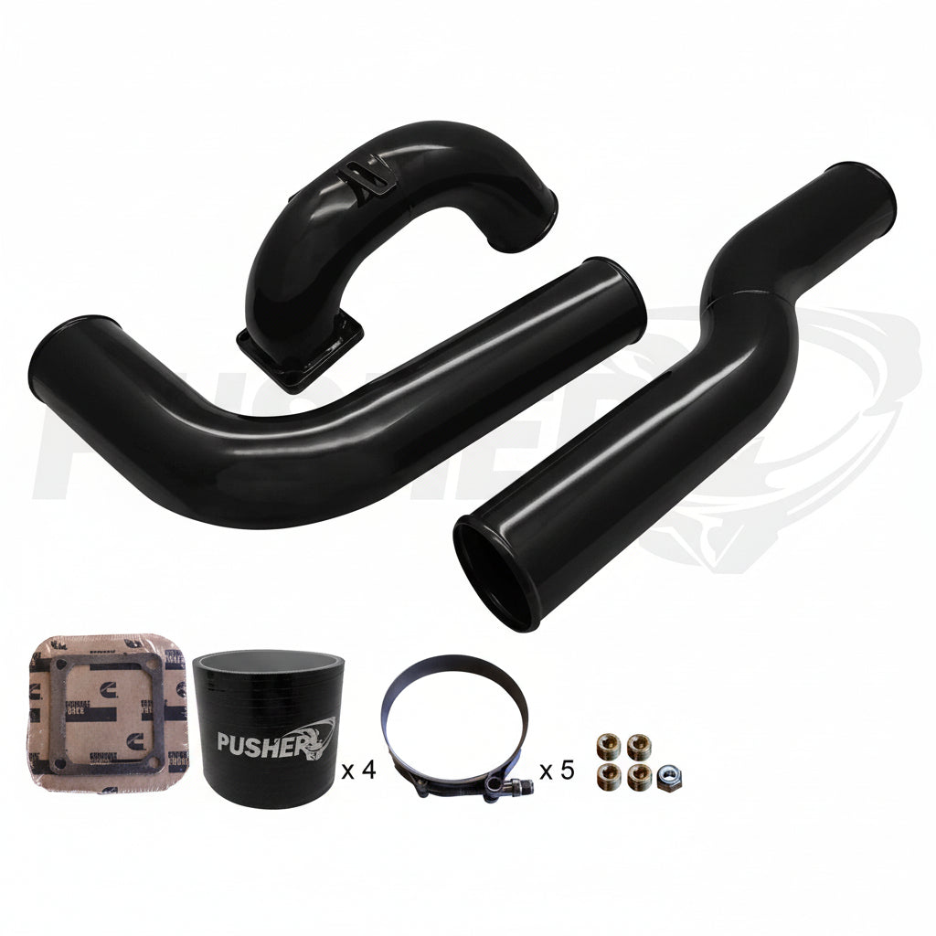 Pusher 3.5" MEGA Intake System with 3.5" Passenger Side Intercooler Tube - Black