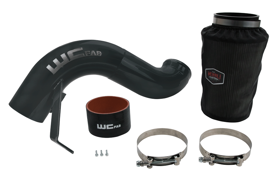 Wehrli 4 inch mandrel bent aluminum air intake kit for 2007.5-2009 6.7L Cummins in WCFab Grey
