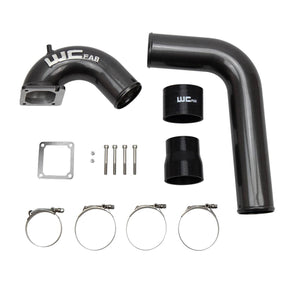 Wehrli 3.5 inch high flow intake horn and driver side intercooler pipe kit for 2003-2007 5.9L Cummins in WCFab Grey