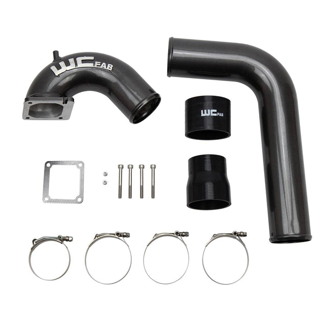 Wehrli 3.5 inch high flow intake horn and driver side intercooler pipe kit for 2003-2007 5.9L Cummins in WCFab Grey