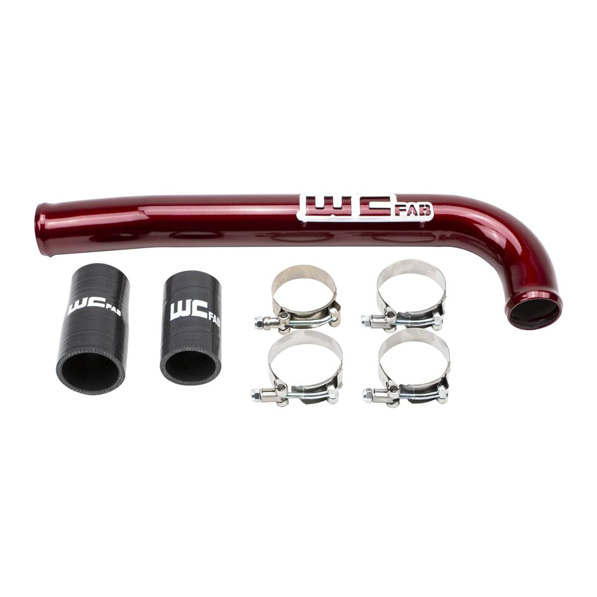 Wehrli aluminum upper coolant pipe for 2003-2009 5.9L and 6.7L Cummins in WCFab Red