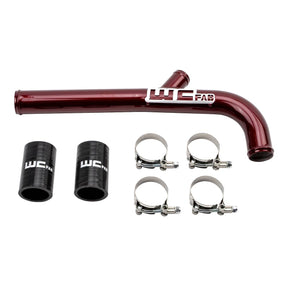 Wehrli fabricated aluminum upper coolant pipe for 2013-2015 6.7L Cummins with dual radiator, replaces the OEM plastic Y pipe