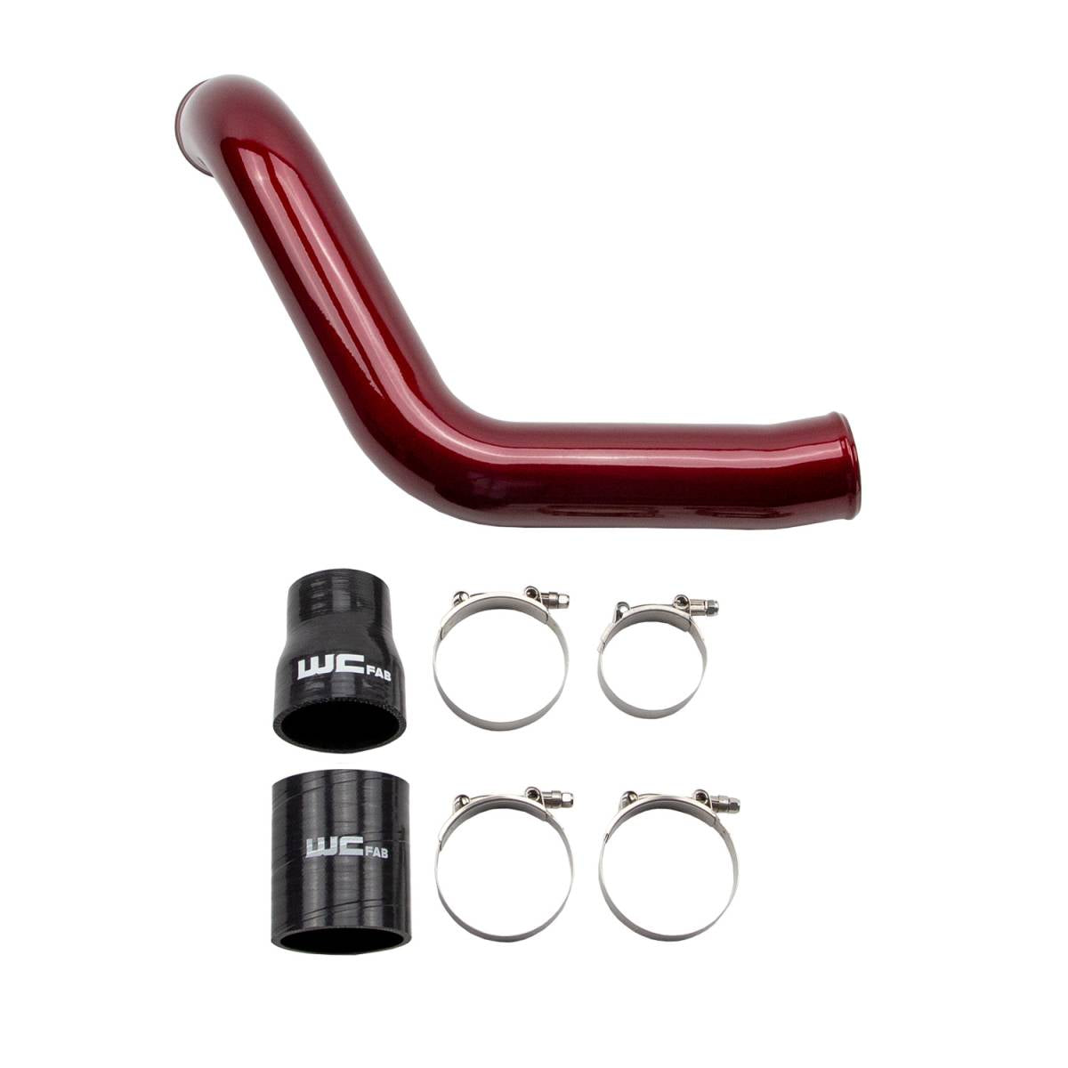 Wehrli 3 inch passenger (cold) side intercooler pipe for 2004.5-2005 LLY Duramax in WCFab Red