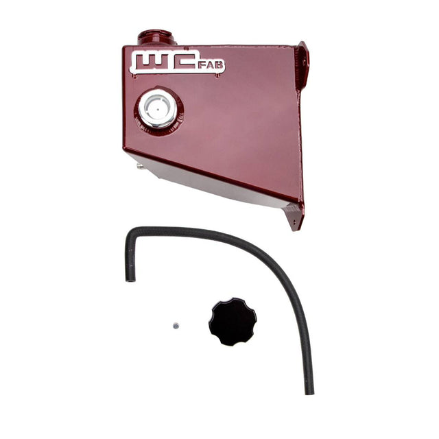 Wehrli OEM placement fabricated aluminum coolant tank for 2004.5-2007 5.9L Cummins in WCFab Red