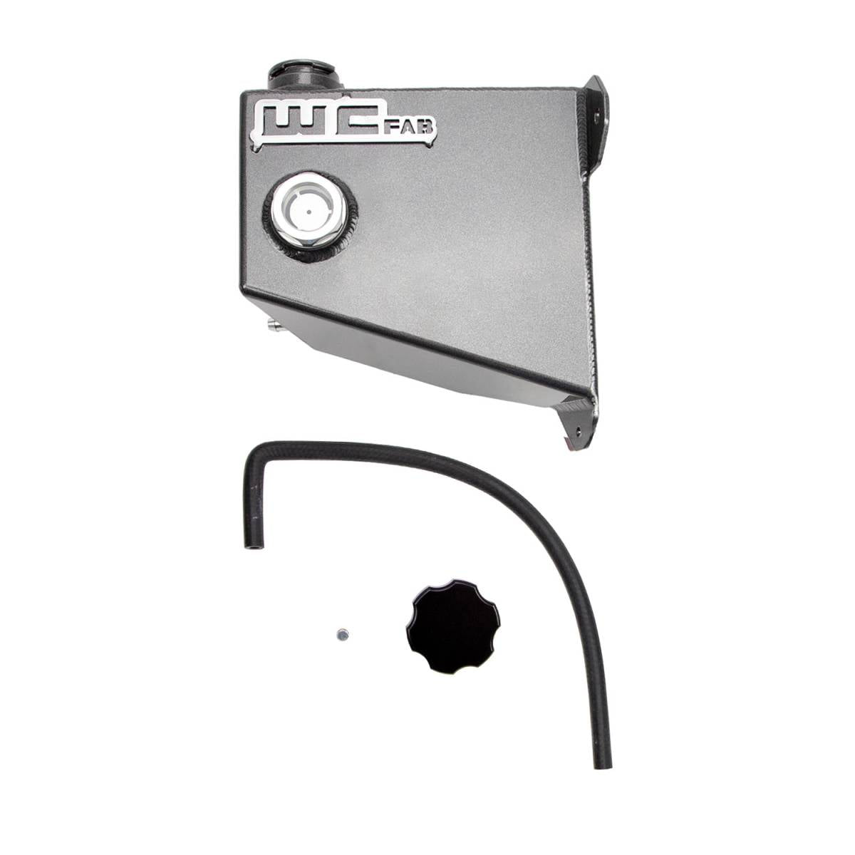 Wehrli OEM placement coolant tank for the 5.9L Cummins in WCFab Grey
