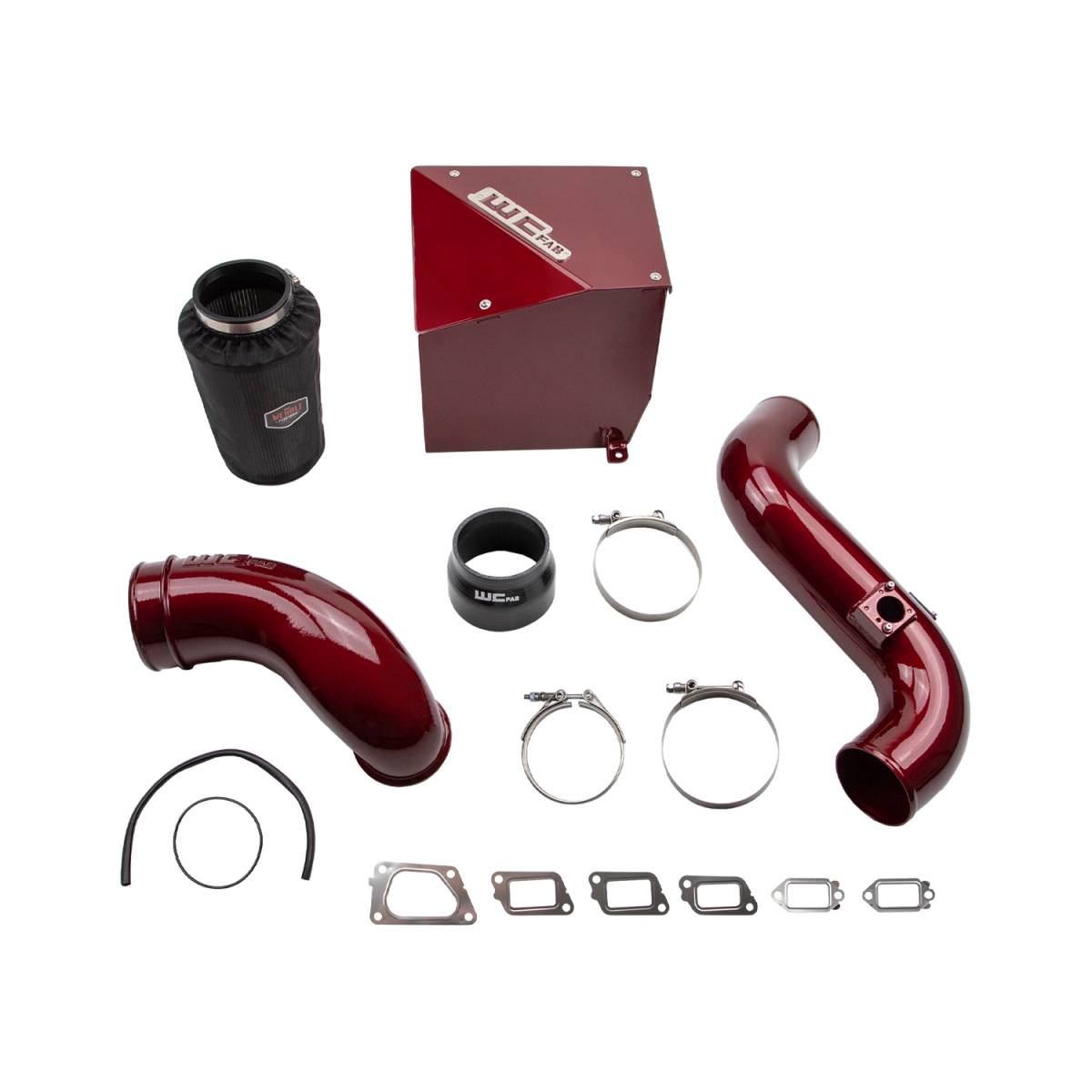 Wehrli 4 inch Stage 2 intake kit with air box for 2011-2016 LML Duramax in WCFab Red