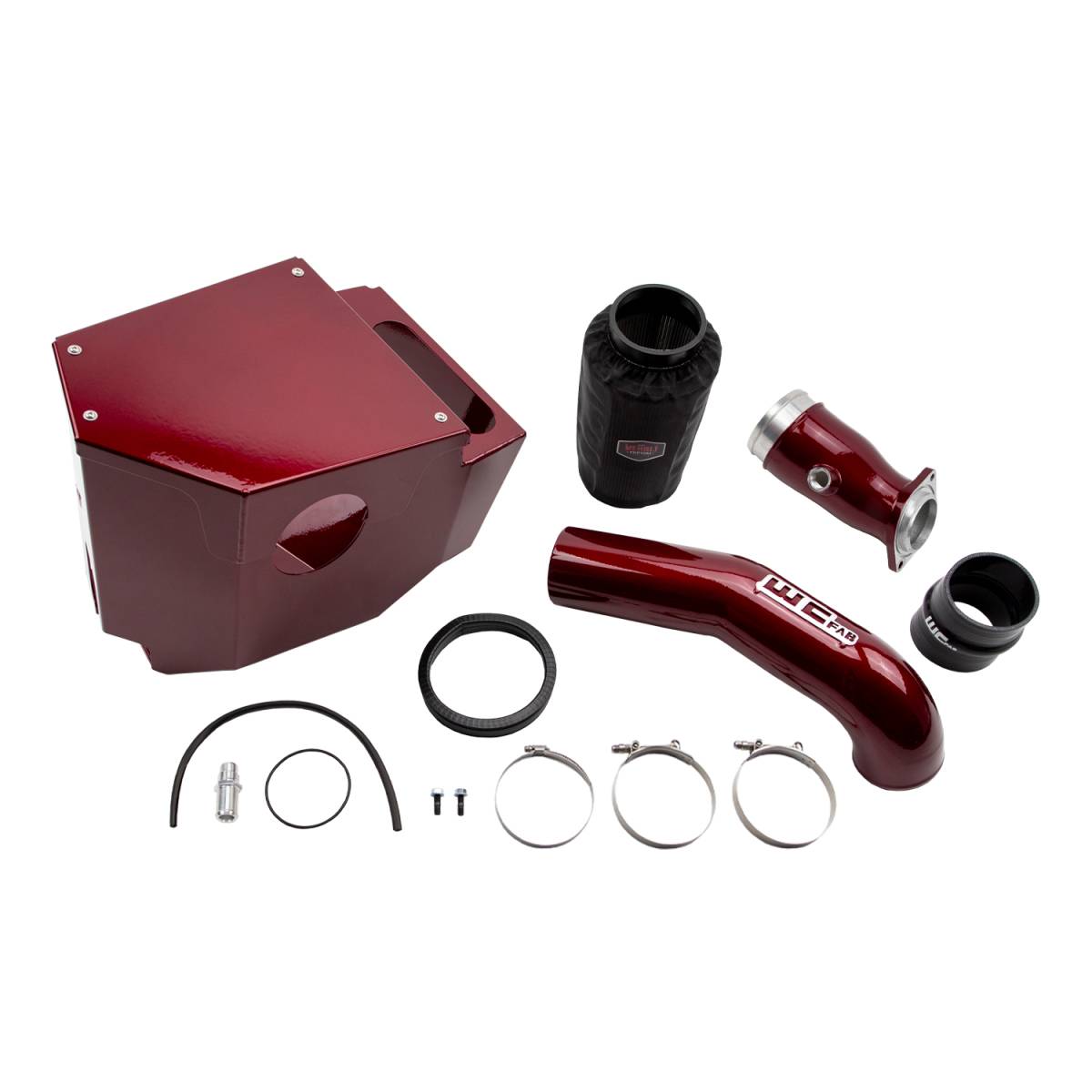 Wehrli 4 inch Stage 2 intake kit with air box for 2020-2026 L5P Duramax in WCFab Red