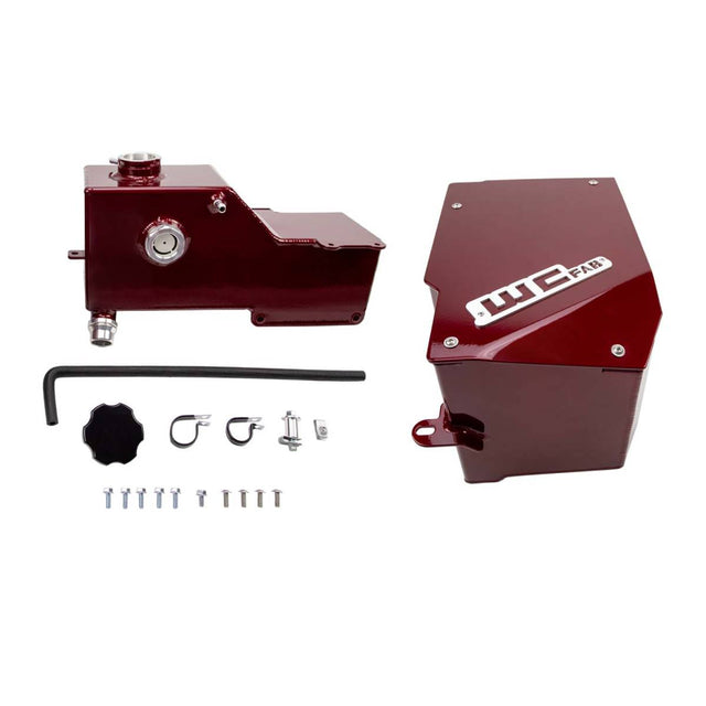 Wehrli coolant tank kit with battery box for 2017-2025 Ford 6.7L Power Stroke in WCFab Red / Illusion Cherry