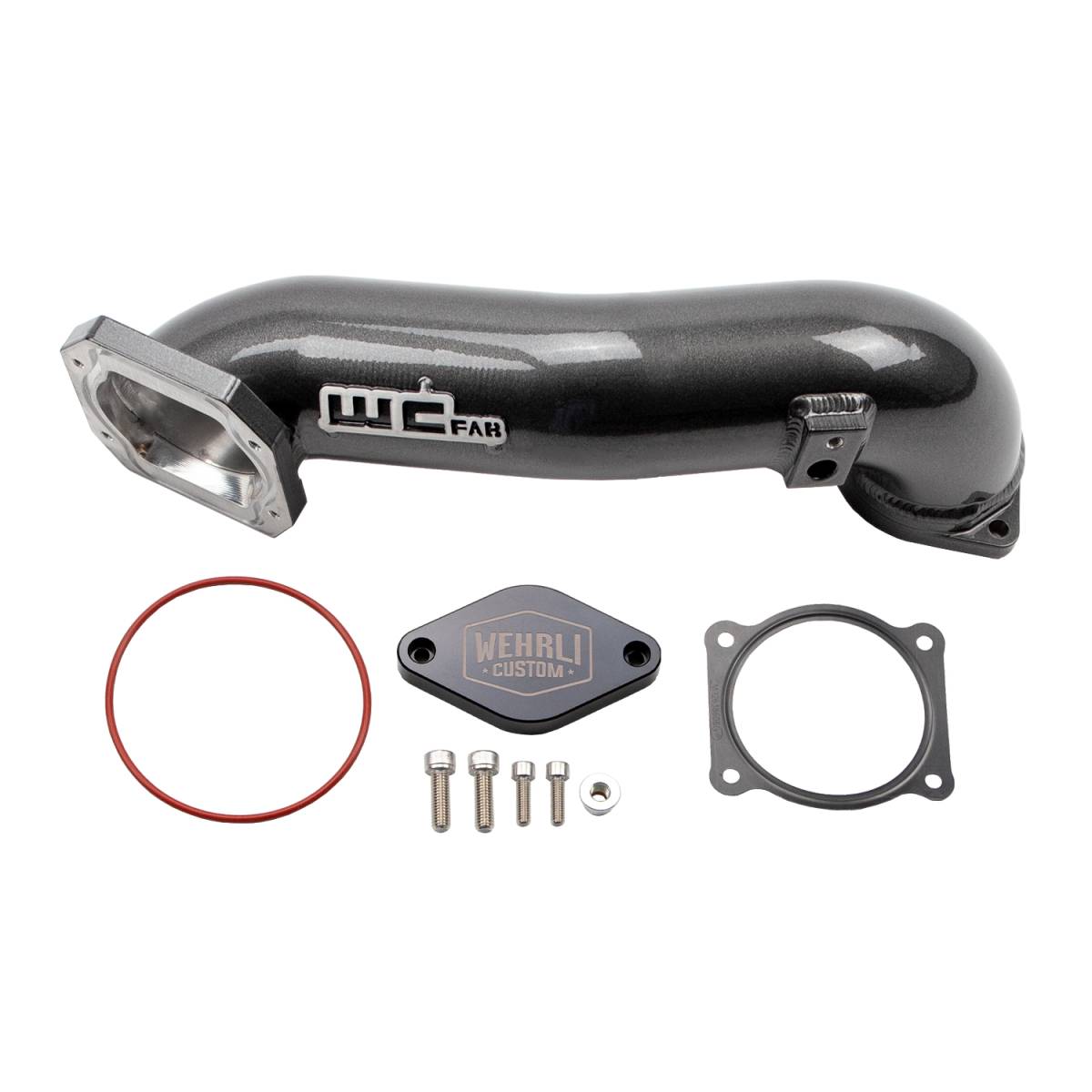 Wehrli 3 inch upper crossover intercooler pipe for 2011-2016 LML Duramax in WCFab Grey