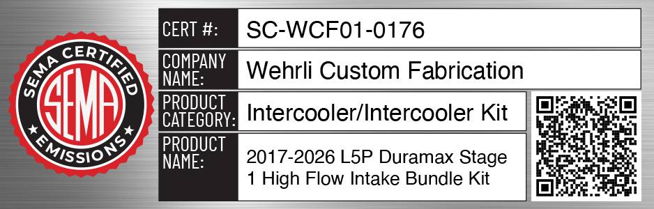 Wehrli Stage 1 High Flow Intake Bundle installed on a 2017-2019 L5P Duramax