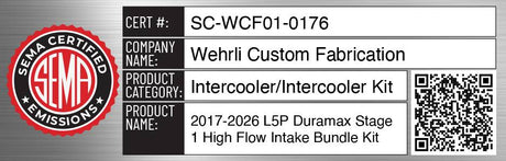 Wehrli Stage 1 High Flow Intake Bundle installed on a 2017-2019 L5P Duramax