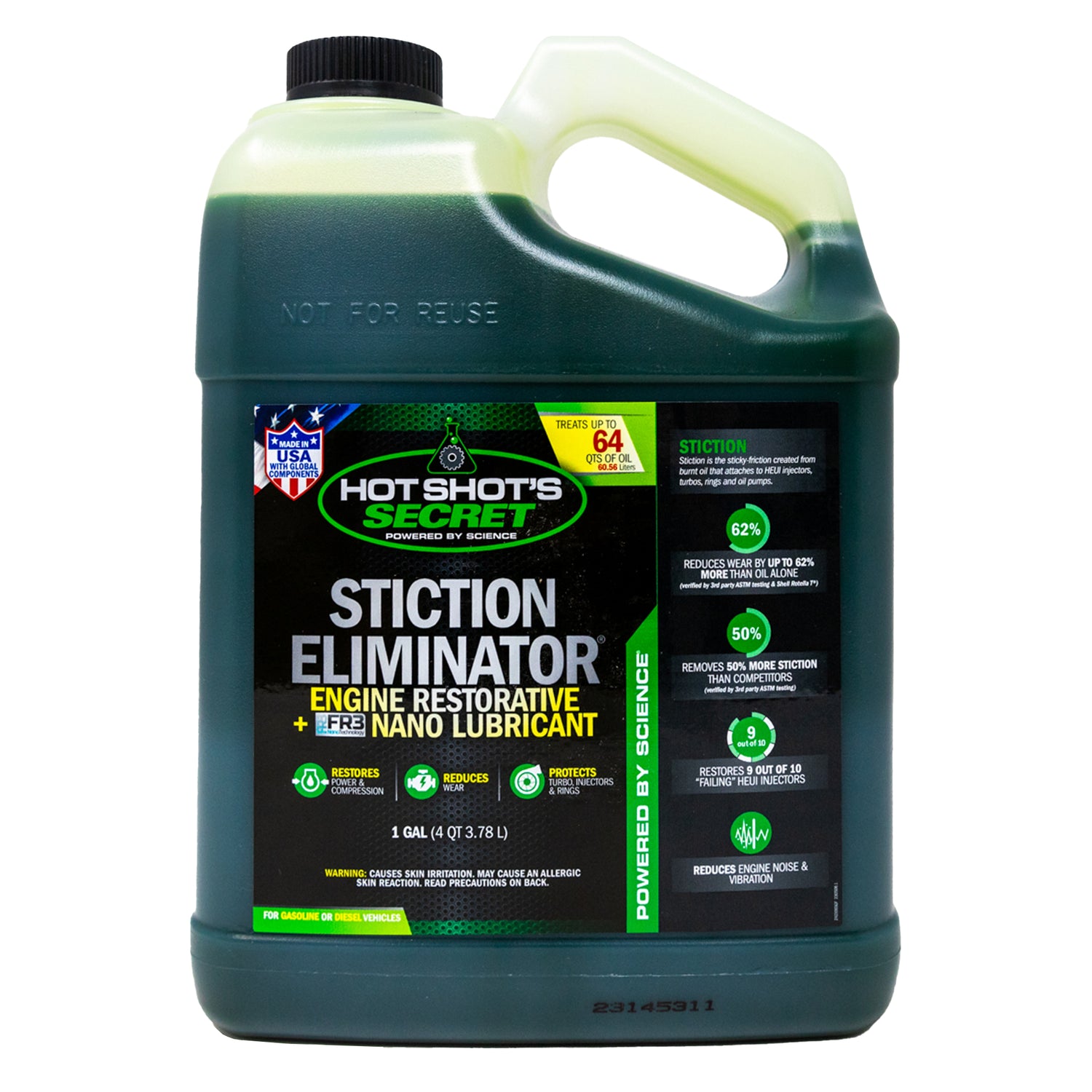 Hot Shot's Secret STICTION ELIMINATOR Engine Oil Additive - 1 GALLON