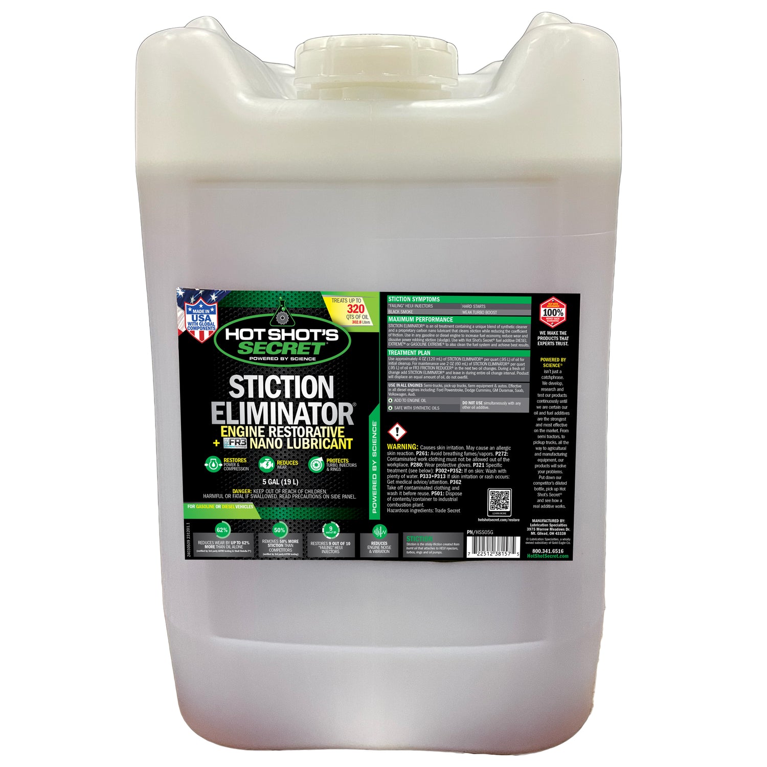 Hot Shot's Secret STICTION ELIMINATOR Engine Oil Additive - 5 GALLON