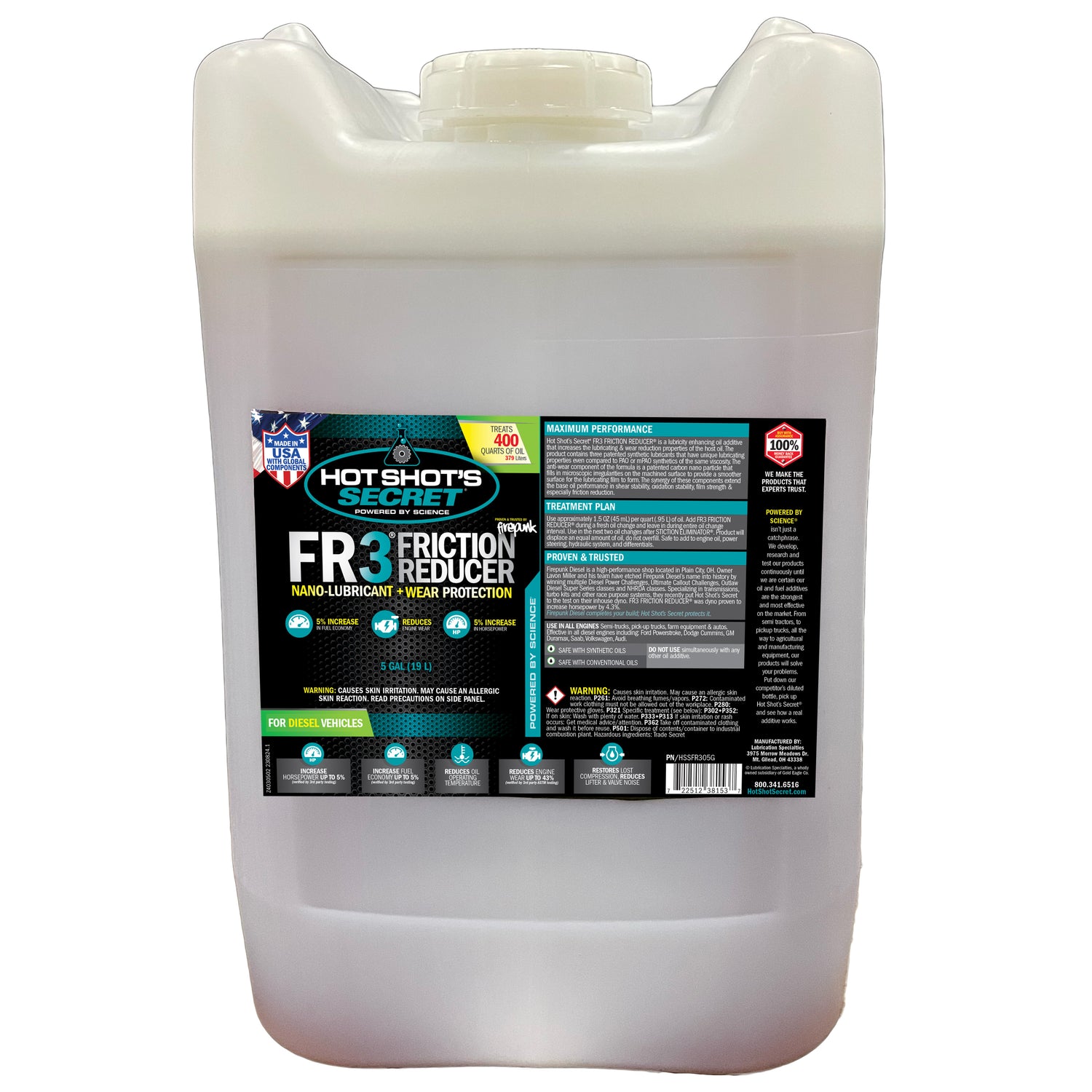 Hot Shot's Secret FR3 FRICTION REDUCER Nano Lubricant - 5 GALLON
