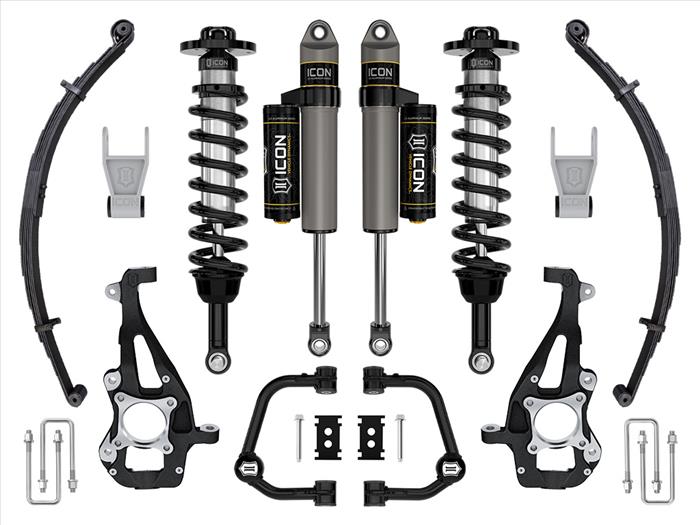 ICON 2021-2023 Ford F-150 4WD, 3.5-4.5" Lift, Stage 2 Suspension System, Tubular UCA w/ Leaf Packs