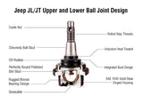 Apex Chassis Heavy Duty Ball Joint Kit Fits:19-22 Jeep Gladiator JT 18-22 Jeep Wrangler JL/JLU Rubicon Mohave Sahara Sport Includes: 2 Upper & 2 Lower