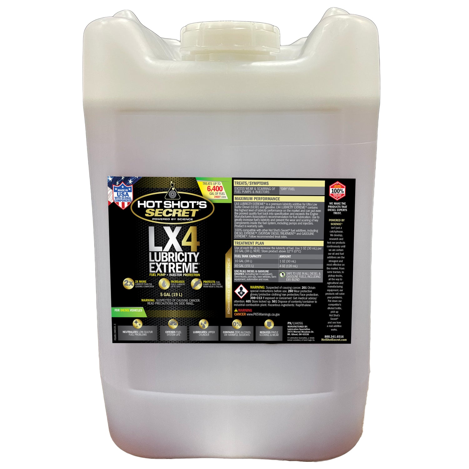 Hot Shot's Secret LX4 LUBRICITY EXTREME Fuel Additive - 5 GALLON