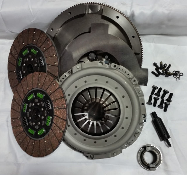 Valair 1994-2003 Dodge Ram 2500/3500 5.9L Cummins NV4500 5-Speed Organic Spring Hub Dual Disc Clutch Kit w/ Nodular Iron Flywheel - 550HP/1100 ft-lb